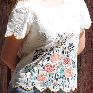 NWT Orange Creek, Floral Embroidered Top